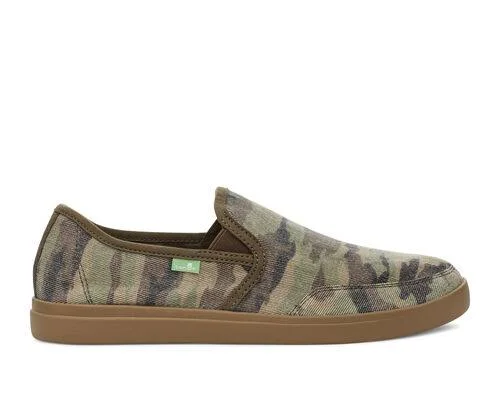 Sanuk Men's Vagabond Camo Slip on Sneaker Woodland Camo Washed Canvas Size 8 M