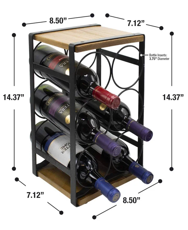 Sorbus Rustic Countertop Wine Rack - Black