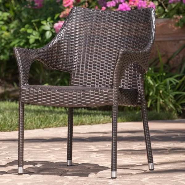 Miranda Outdoor Wicker Stacking Dining Chairs, Set of 4, Multibrown