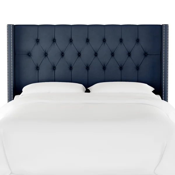 Navy Blue Wingback California King Upholstered Headboard
