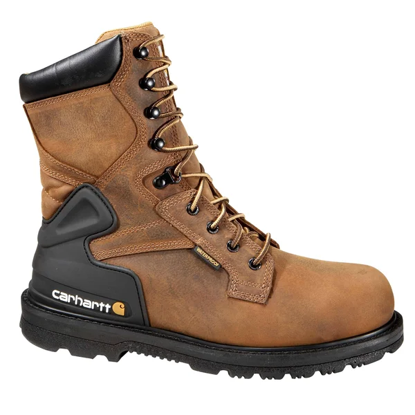 Carhartt Men's 8x22 Bison Waterproof Steel Toe Work Boot - 8.5 - Brown