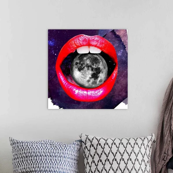 Lips - Moon Mouth - Canvas Wall Art, 20x20, Great Big Canvas