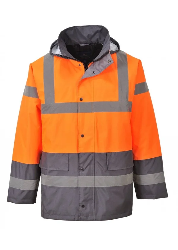 Portwest Hi-Vis Two Tone Traffic Jacket S467, Orange/Grey, L