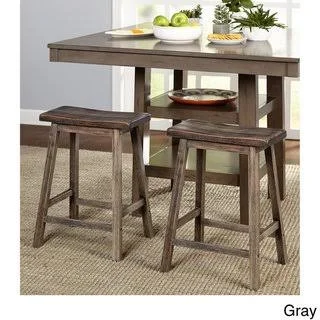 Marney Saddle Stool - Set of 2, Weathered Gray, 17.75 x 14.25 x 24 inches