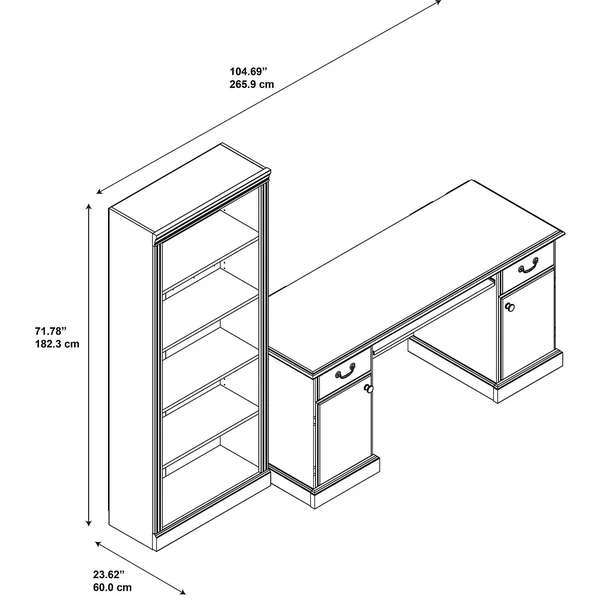 Kathy Ireland Home by Bush Furniture Bennington Manager's Desk and Bookcase