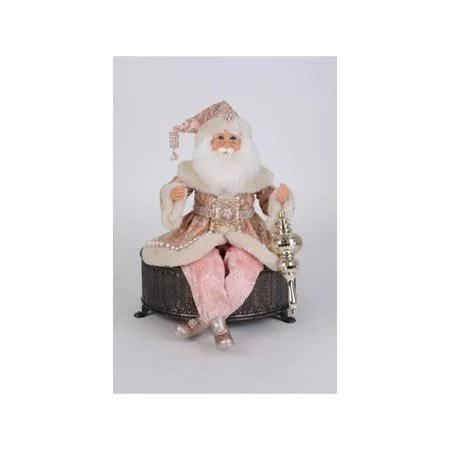 Karen Didion Sparkling Blush Posable Santa Figurine - 18 Inches, Gold