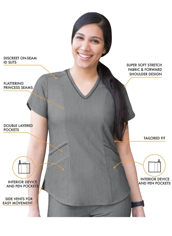Adar Pro Modern Athletic Scrub Set for Women - Modern V-Neck Scrub Top & Yoga Jogger Scrub Pants
