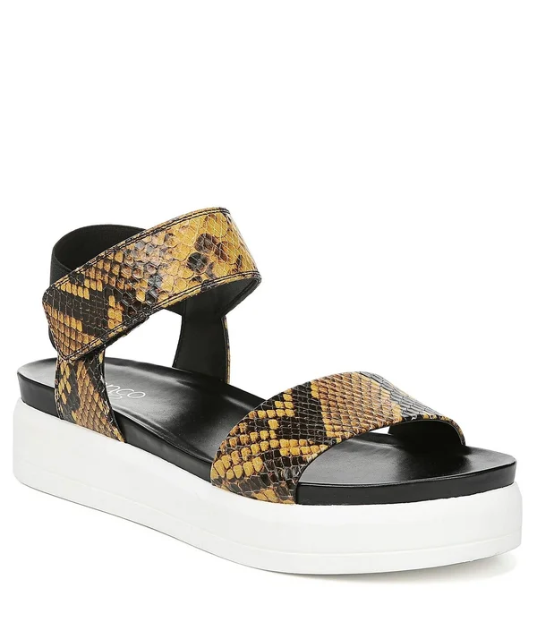 Franco Sarto Women's Kana Platform Sandal, Yellow Leather