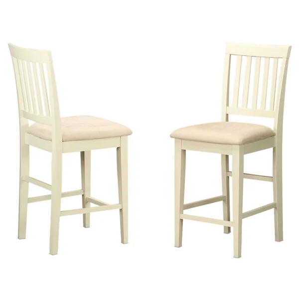 East West Furniture Vernon Counter Height Stool with Microfiber Seat - Set of 2, Buttermilk