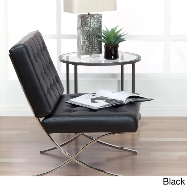 Studio Designs Home Atrium Bonded Leather Barcelona Chair - Black