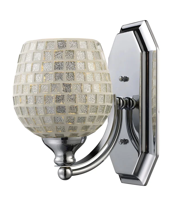 Elk Lighting 570-1C-SLV 1 Light Vanity in Polished Chrome and Silver Mosaic Glass