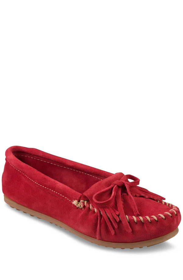 Minnetonka Kilty - Red Suede Moccasin - Size: 7