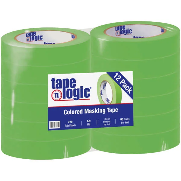 Tape Logic Masking Tape - 1x22 x 60 yds., Light Green, 12/Case