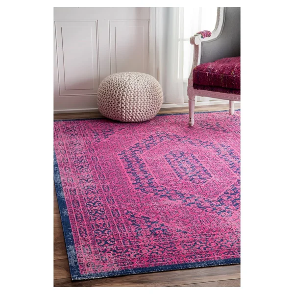 nuLOOM Freda Vintage Floral Garden Pink 4& x 6& Area Rug