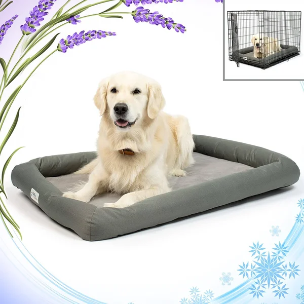 PetFusion Calming Dog Crate Bed - Lavender Infused Plush & Thermo Temperature Control Reduces Puppy Anxiety, Reversible Inn