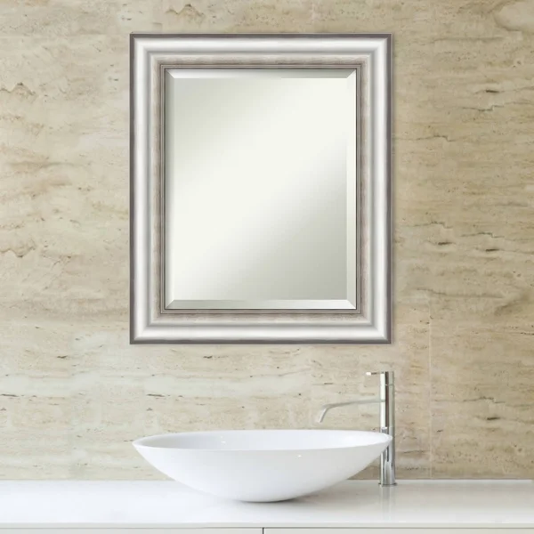 Amanti Art 21x22 x 25x22 Salon Framed Wall Mirror in Silver