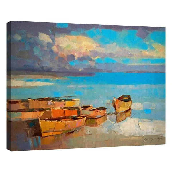 Fine Art Canvas Masterpiece Art Gallery Fishing Boats by Vahe Yeremyan Canvas Art Print, Size: 30 x 40