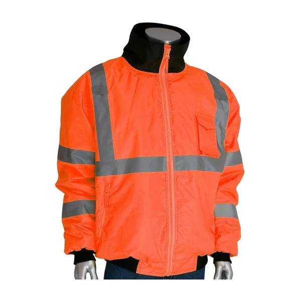 PIP 333-1762-LY ANSI Class 3 Bomber Jacket with Zip-Out Fleece Liner, Hi Vis Yellow-Large