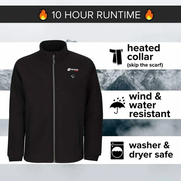 Venture Heat Men's Softshell Heated Jacket with Battery - Windproof X-Large