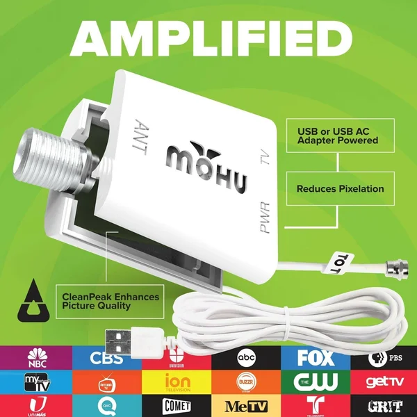 Mohu Leaf Glide HDTV Antenna - Indoor, Amplified, 65 Mile Range, Paper-thin, 16