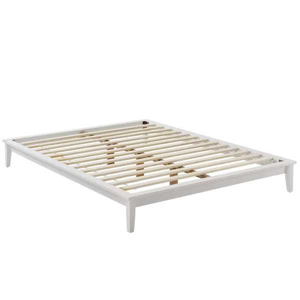 Modway Lodge King Wood Platform Bed Frame, White