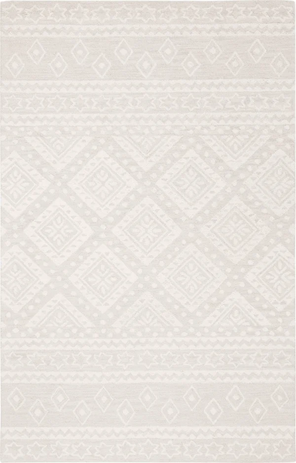 Safavieh Micro-Loop MLP501G 5&0x22 x 5&0x22 Round Grey - Ivory Area Rug