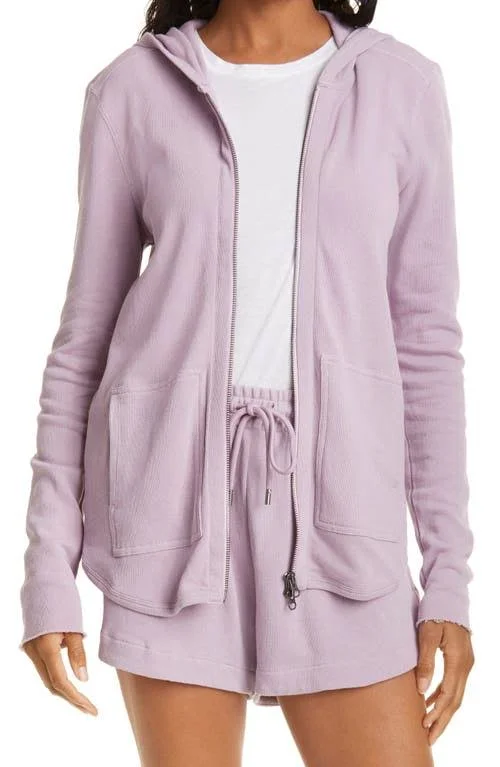 ATM Anthony Thomas Melillo Front Zip Hoodie, Size X-Small in Lavender at Nordstrom