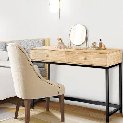 Inbox Zero Desk - Simple and Modern Home Desk, Office Computer Desk, Game Table, Writing Desk with Drawers, Brown Inbox Zero Col