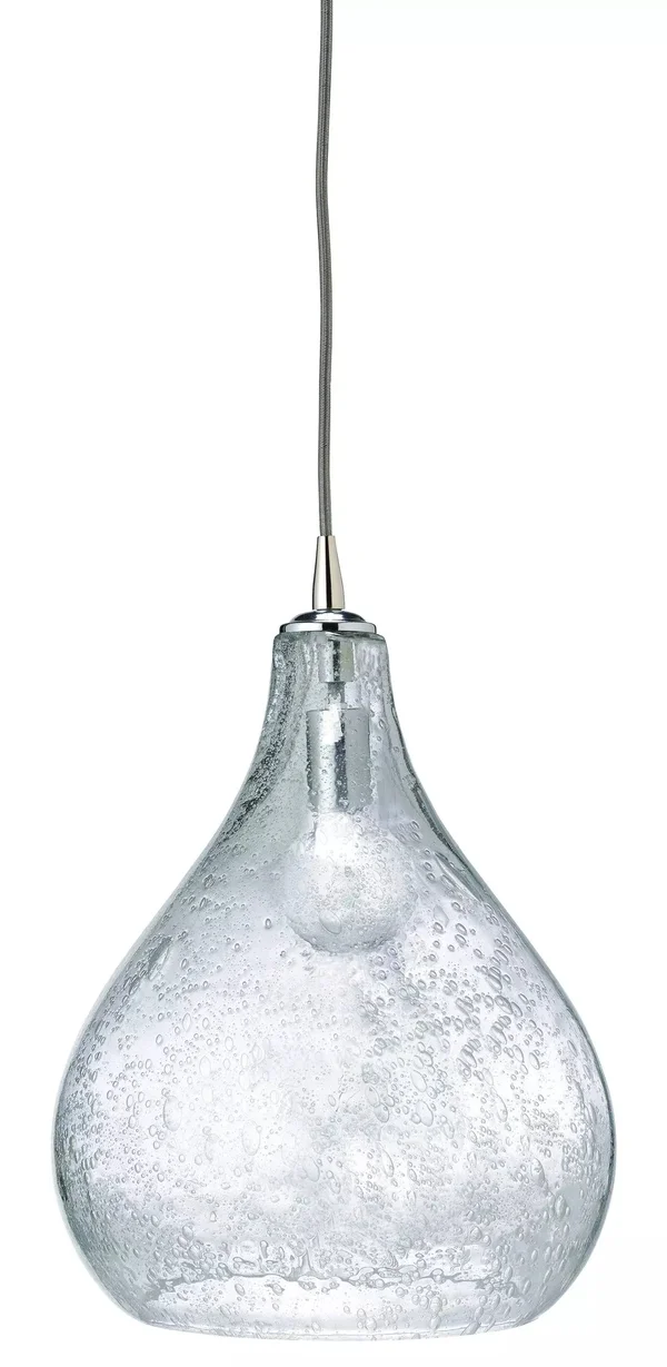 Jamie Young Curved Clear Seeded Glass Large Pendant