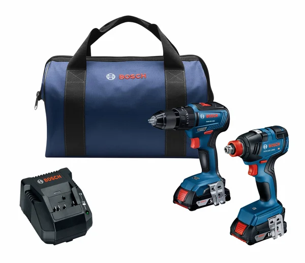 Bosch GXL18V-240B22 18V 2-Tool Combo Kit with 1/2 in. Hammer Drill/Driver - Freak 1/4 in. and 1/2 in. Two-in-One Bit/Socket Impac