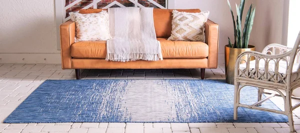Unique Loom Outdoor Ombre Rug (8& x 11& 4 - Blue)