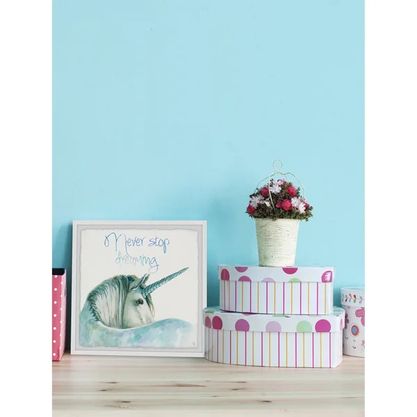 Marmont Hill Blue Unicorn Dreams II Framed Wall Art, Size: 32 x 32