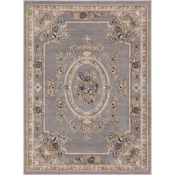 Well Woven Agra Traditional French Country Aubusson Floral Area Rug - 3&11 inch x 5&3 inch - Beige