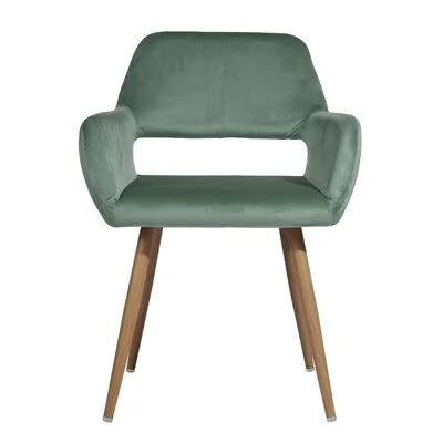 Bahati Dining Chair George Oliver Upholstery Color: Green - Leg Color: Brown
