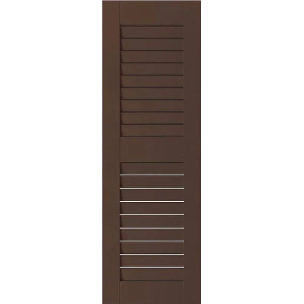 Ekena Millwork 18 in. x 25 in. Exterior Real Wood Western Red Cedar Open Louvered Shutters Pair Tudor Brown