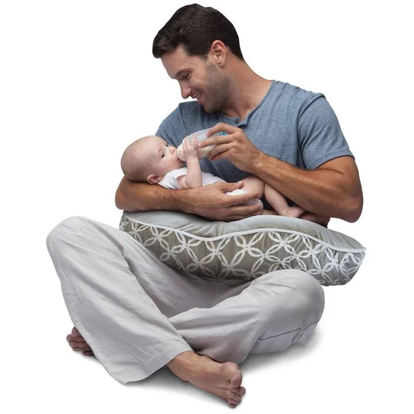 Boppy Luxe Nursing Pillow and Positioner, Ring Toss Gray