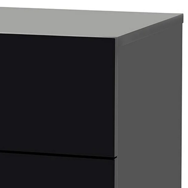 Benzara 2 Drawer Wooden Nightstand with Square Shaped Metal Pulls, Black and Silver - Bm219305