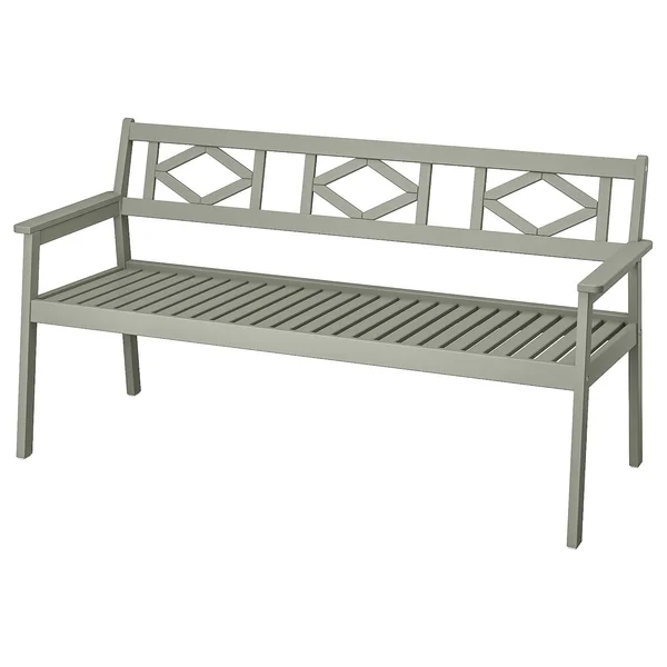 IKEA - BONDHOLMEN Bench with backrest - Outdoor, Gray, Width: 64 1/8