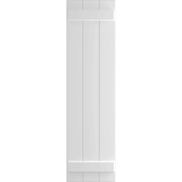 Ekena Millwork CWB15X031UNC 15x22W x 31x22H Exterior Four Board (2 Batten) Composite Board-n-Batten Shutters (Per Pair), Unfinis
