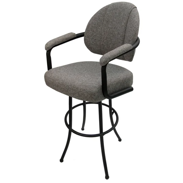 Tobias Designs 34x22 Fabric Swivel Extra Tall Bar Stool in Mojave Gray and Black - m70BS34_mojGr_bl