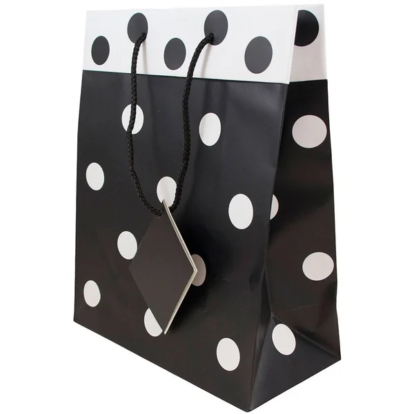 Jam Paper Gift Bags, Medium, 8 inch x 10 inch x 4 inch, Black & White Polka Dot Matte, 24/Pack, Size: 8 x 10