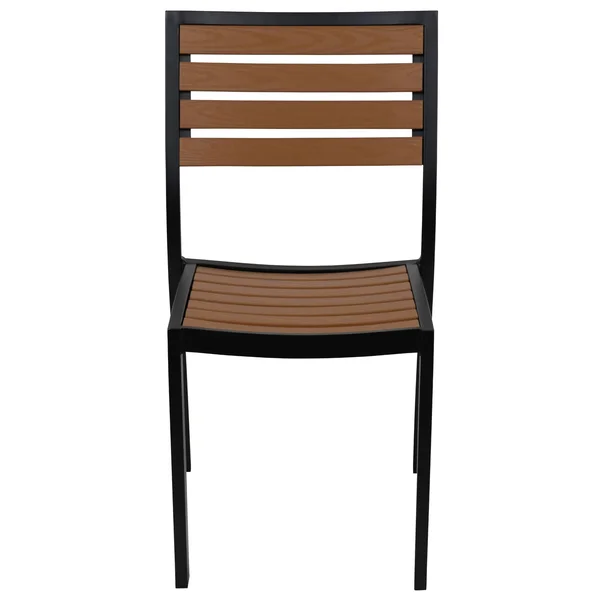 Flash Furniture Outdoor Side Chair with Faux Teak Poly Slats