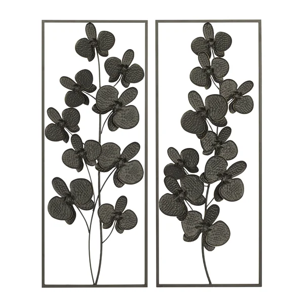 ( Set of 2 ) Black Metal Contemporary Wall Decor 14x22W, 36x22H - 84800