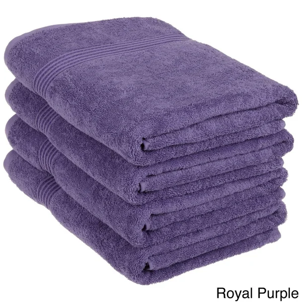 Superior Absorbent Egyptian Cotton 600 GSM Bath Towel (Set of 4) Royal Purple