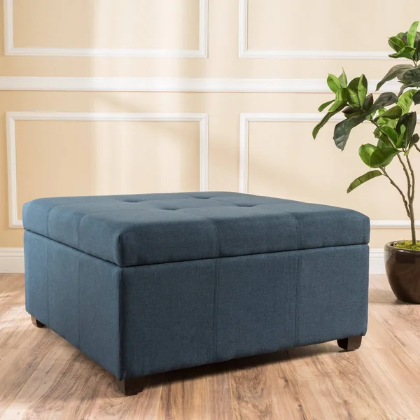 Christopher Knight Home Carlsbad Fabric Storage Ottoman - Dark Blue
