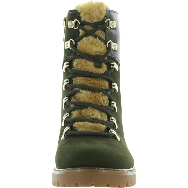 Tommy Hilfiger Lamere Womens Suede Almond Toe Booties, Medium Green