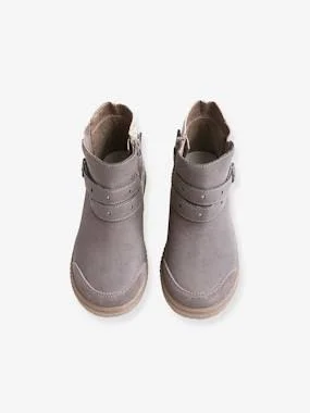 Fancy Glitter Boots with Straps for Girls Brown
