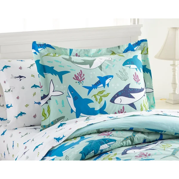 Wildkin Shark Attack 100% Cotton 7 PC Full Bed in A Bag