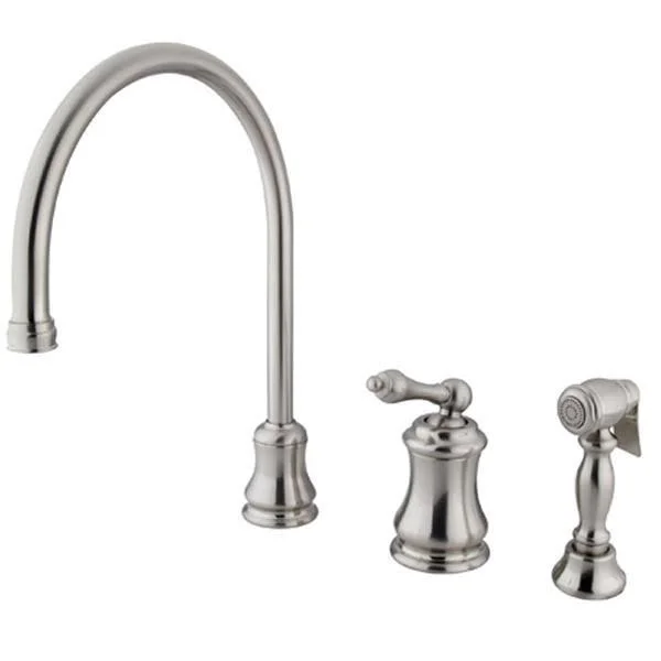 Kingston Brass KS3811ALBS Single Handle Widespread Kitchen Faucet with Brass Sprayer - Polished Chrome