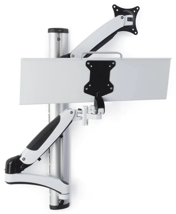 Displays2go Monitor Desk Mount Stands - Aluminum, Adjustable Height Silver (vmsswwma27)